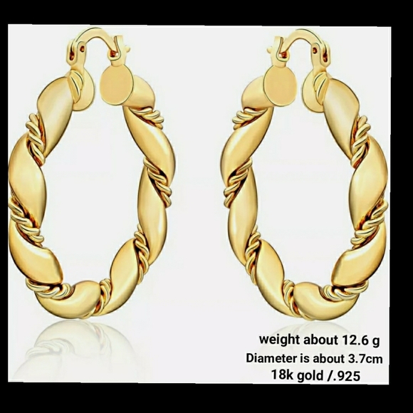 Luxury 18k Gold Round Hoops - Picture 3 of 4